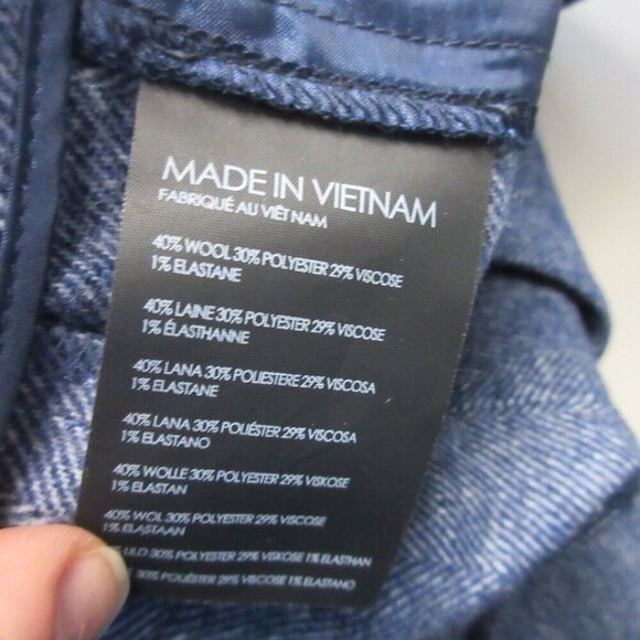 Club Monaco Women's Chambray Pants Wool Stretch Cropped Casual 6 Blue 304 - Picture 4 of 9